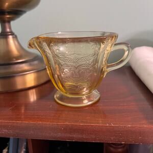 Vintage Federal Glass Company Amber Depression Glass Creamer Madrid Pattern